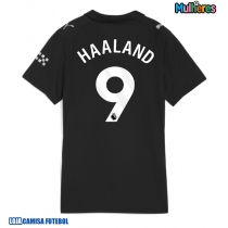 Camisa de Futebol Manchester City Erling Haaland #9 Equipamento Secundário Mulheres 2025-26 Manga Curta
